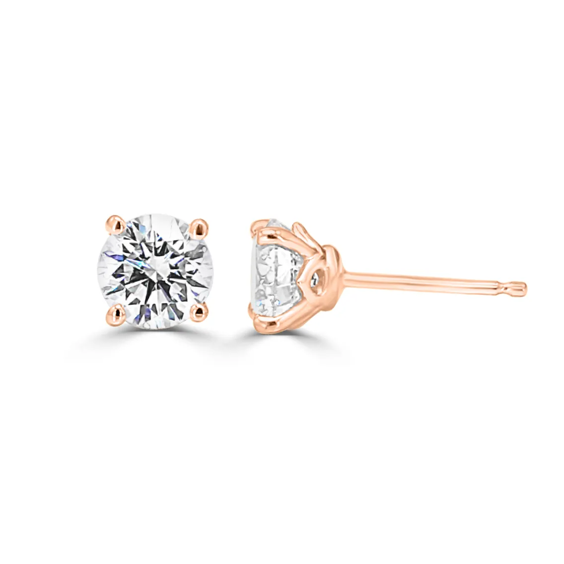Rose Gold Floral Lab Grown Diamond Stud Earrings