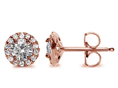 Rose Gold Custom Diamond Halo Earrings