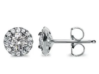 White Gold Custom Diamond Halo Earrings