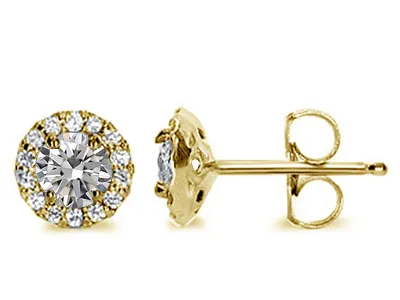 Yellow Gold Custom Diamond Halo Earrings