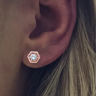 Rose Gold Delicate Lab Grown Diamond Stud Earrings jewelry store near me