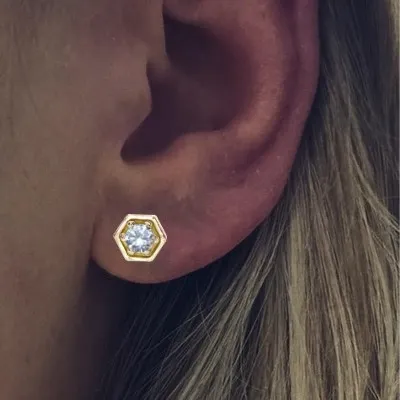 Yellow Gold Delicate Lab Grown Diamond Stud Earrings jewelry store near me
