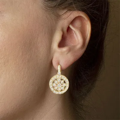 Yellow Gold Vintage Openwork Diamond Earrings jewelry store near me