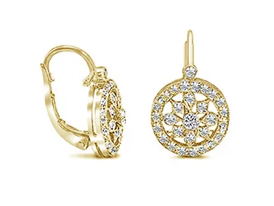 Yellow Gold Vintage Openwork Diamond Earrings