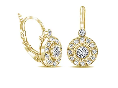 Yellow Gold Antique Diamond Earrings