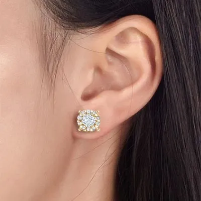 Yellow Gold Dazzling Diamond Cluster Stud Earrings for Her jewelry store near me