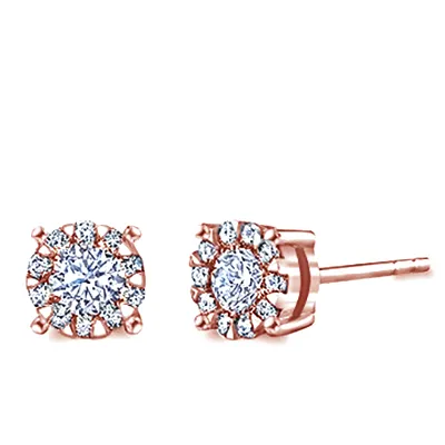 Rose Gold Dazzling Diamond Cluster Stud Earrings for Her