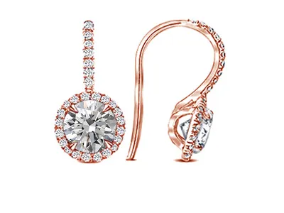 Rose Gold Love Diamond Drop Earrings for Your Wife