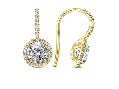 Yellow Gold Love Diamond Drop Earrings for Your Wife