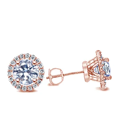 Rose Gold Halo Earring Jackets for Studs