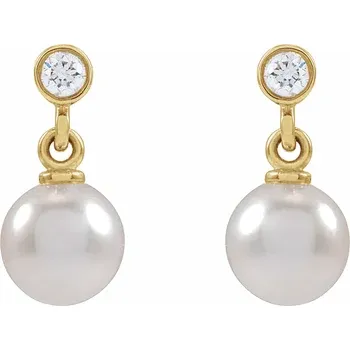 Yellow Gold Pearl Diamond Earrings jewelry store near me