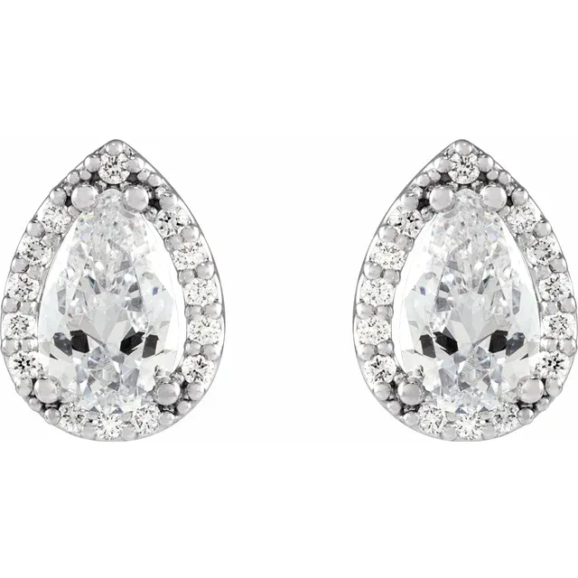 White Gold Pear Shape Halo Style Earring jewelry store near me