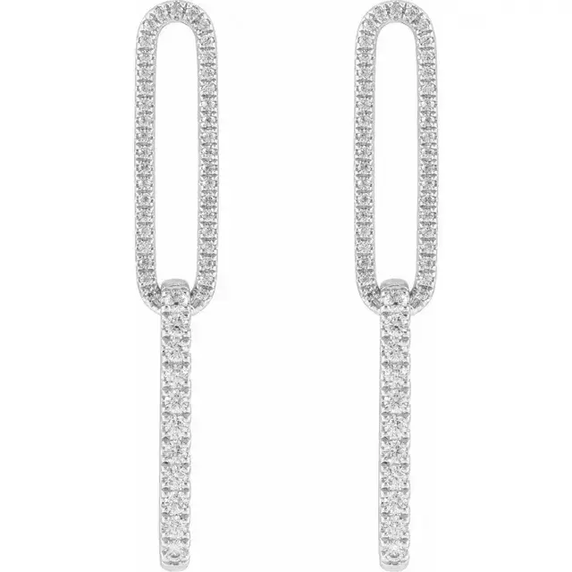 White Gold Lab-Grown Elongated Link Earrings jewelry store near me