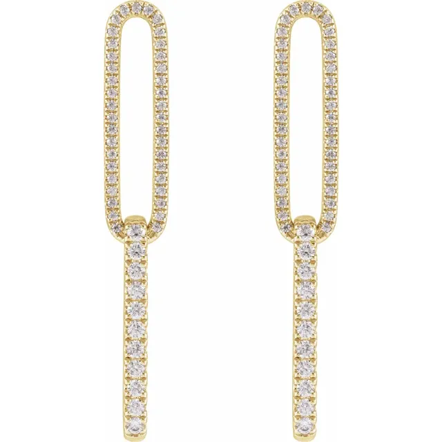 Yellow Gold Lab-Grown Elongated Link Earrings jewelry store near me