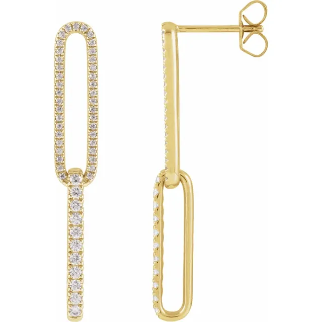 Yellow Gold Lab-Grown Elongated Link Earrings