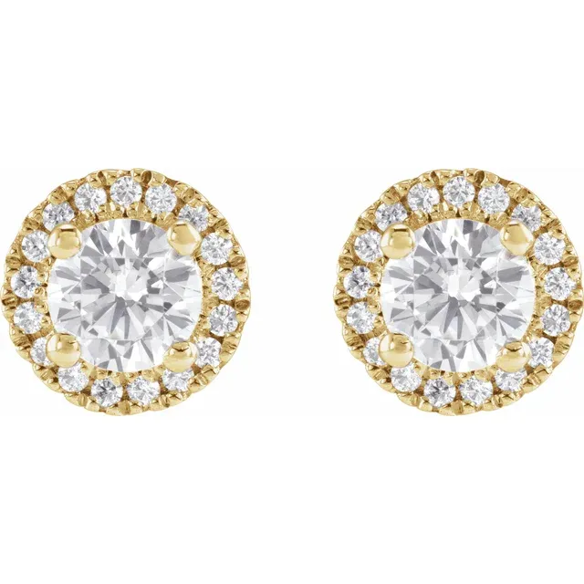 Yellow Gold Halo Studs Earrings Hoops jewelry store near me