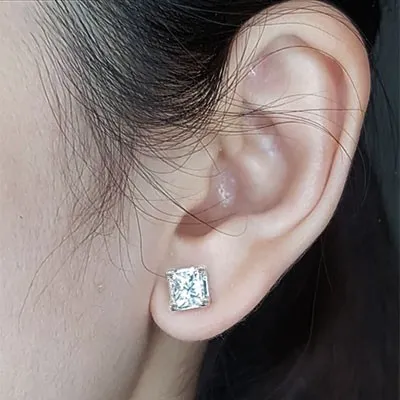 White Gold Princess Cut Diamond Stud Earrings jewelry store near me