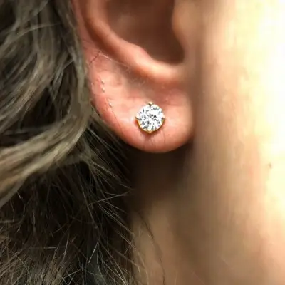 Yellow Gold Natural Diamond Stud Earrings jewelry store near me
