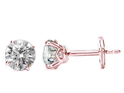 Rose Gold Natural Diamond Stud Earrings