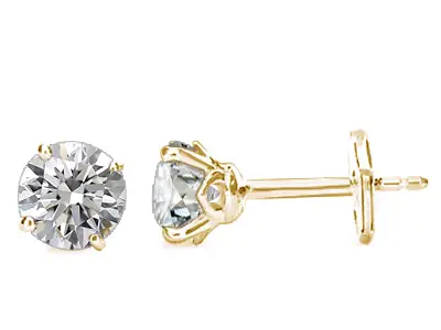 Yellow Gold Natural Diamond Stud Earrings