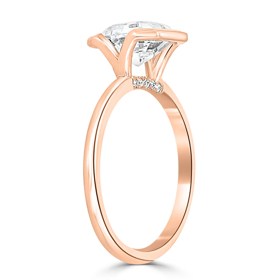 Rose Gold Sparkling Modern Bezel Diamond Accented Engagement Ring jewelry Wabash avenue