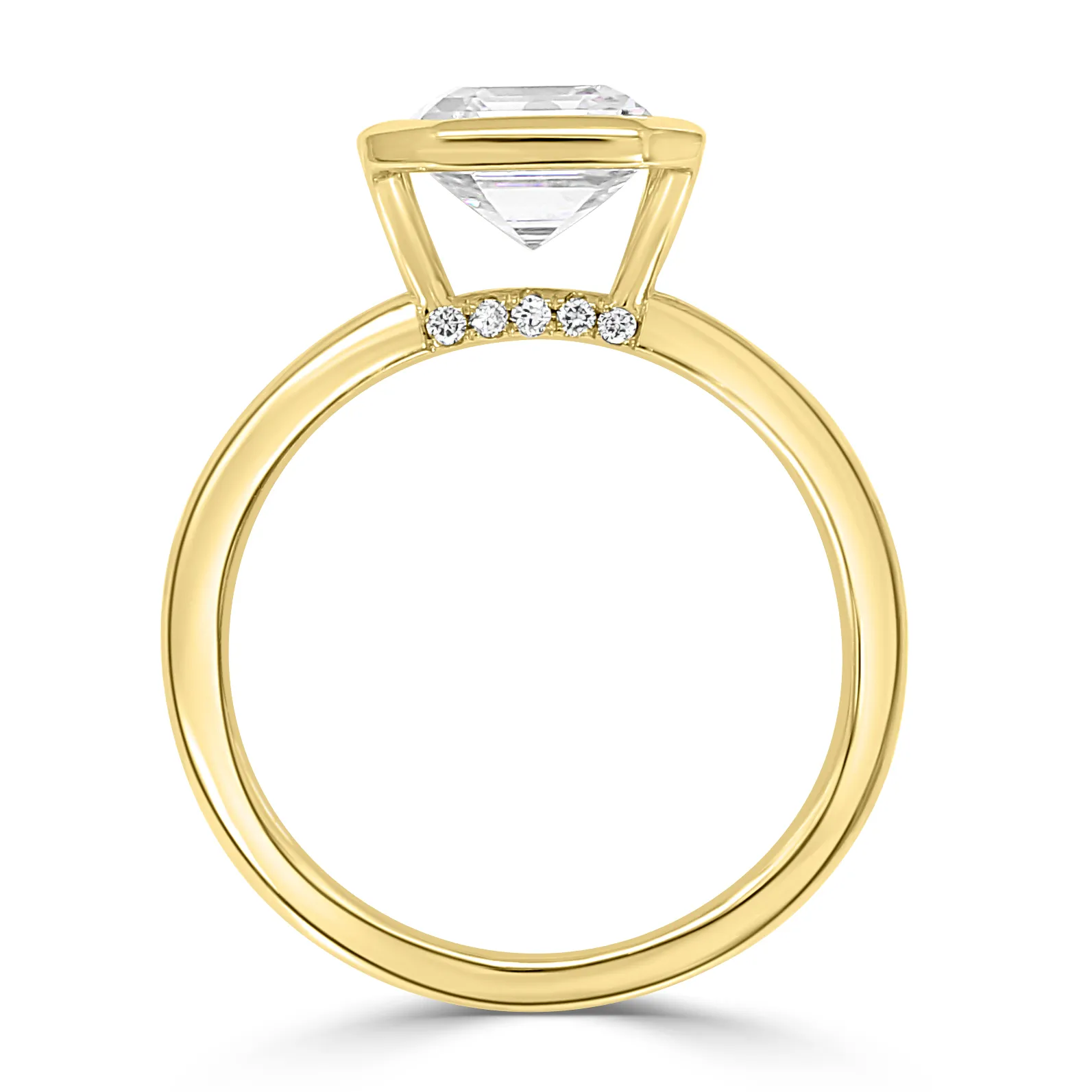 Yellow Gold Sparkling Modern Bezel Diamond Accented Engagement Ring jewelry store near me