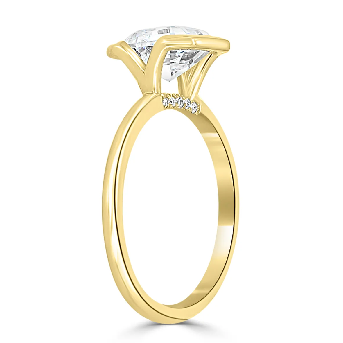 Yellow Gold Sparkling Modern Bezel Diamond Accented Engagement Ring jewelry Wabash avenue