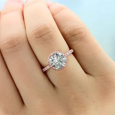 Rose Gold Perfect Halo Pave Diamond Engagement Ring jewelry windy city