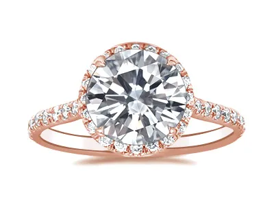 Rose Gold Perfect Halo Pave Diamond Engagement Ring