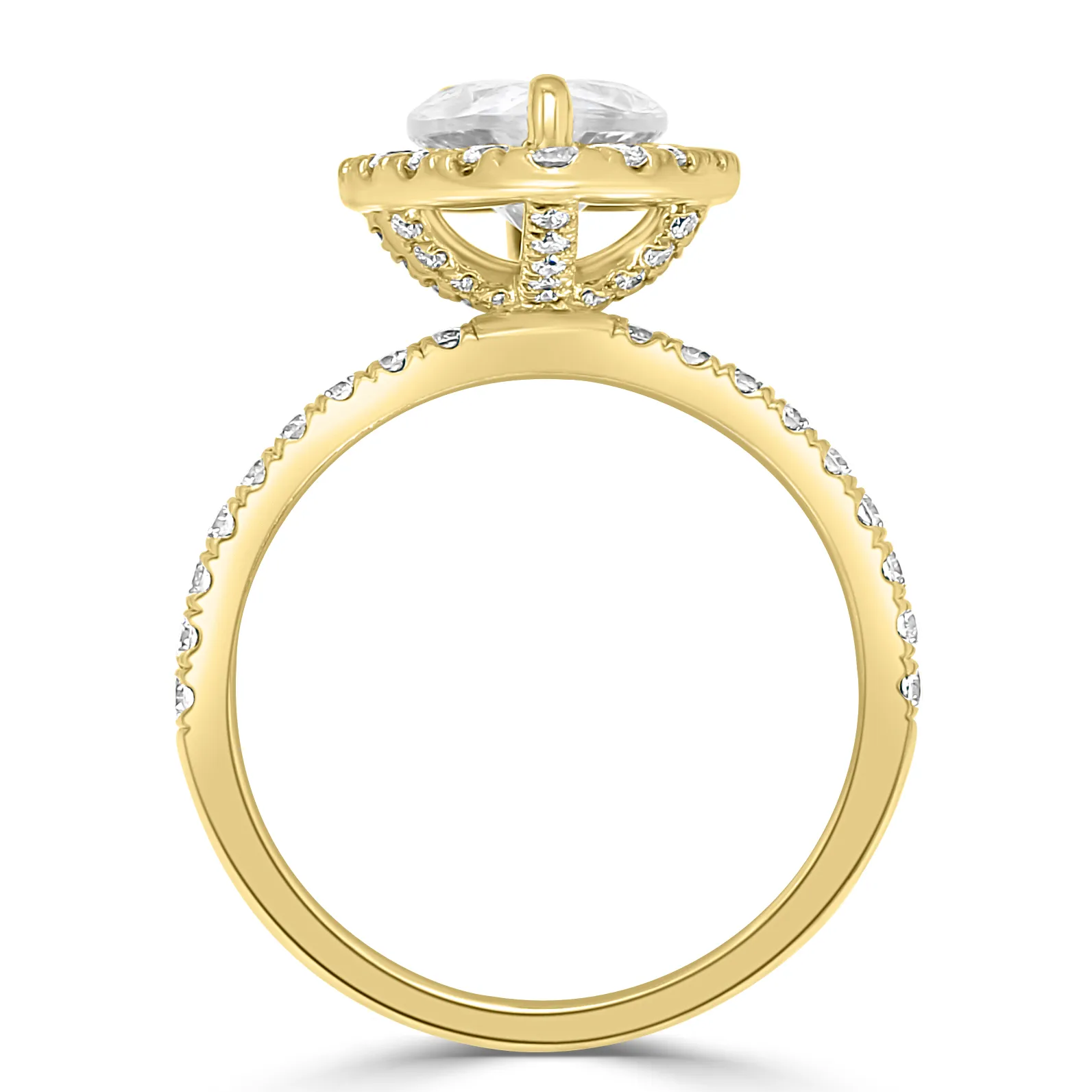 Yellow Gold Halo Pear Shaped Engagement Ring jewelry store near me