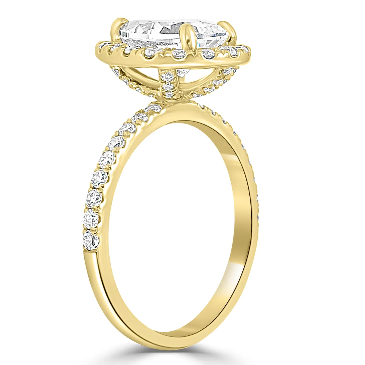 Yellow Gold Halo Pear Shaped Engagement Ring jewelry Wabash avenue