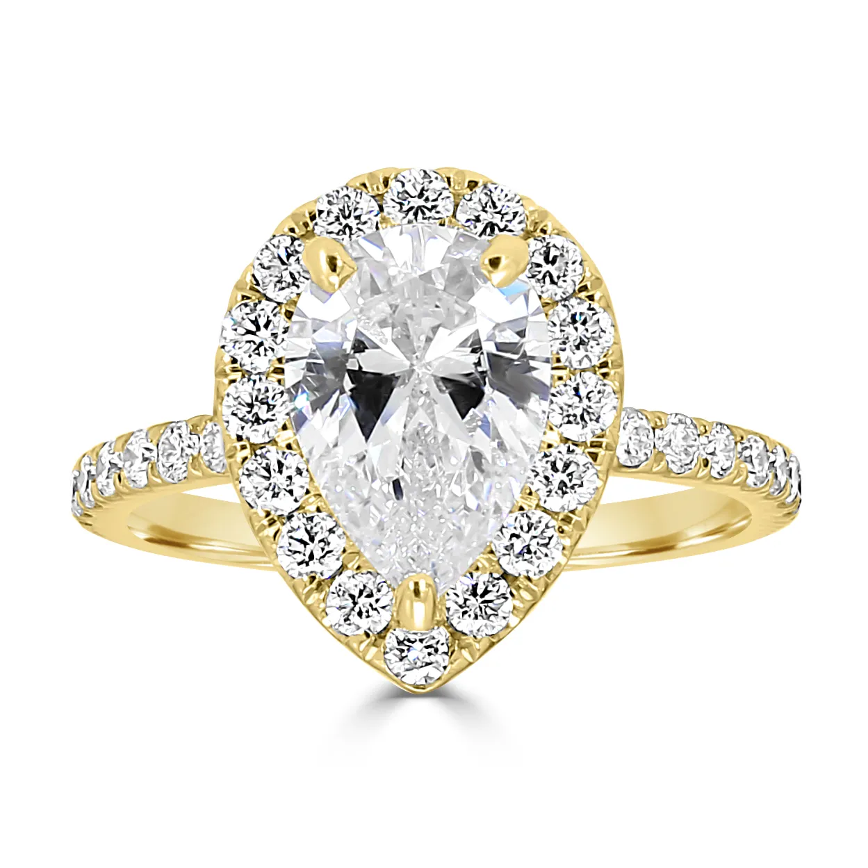 Yellow Gold Halo Pear Shaped Engagement Ring