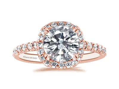 Rose Gold Halo Cushion Cut Engagement Ring