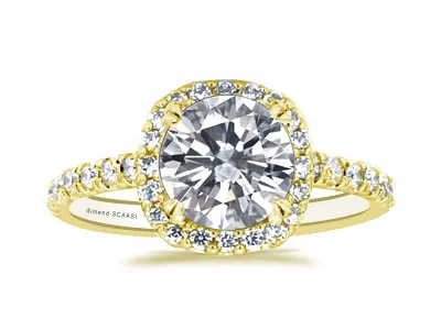 Yellow Gold Halo Cushion Cut Engagement Ring