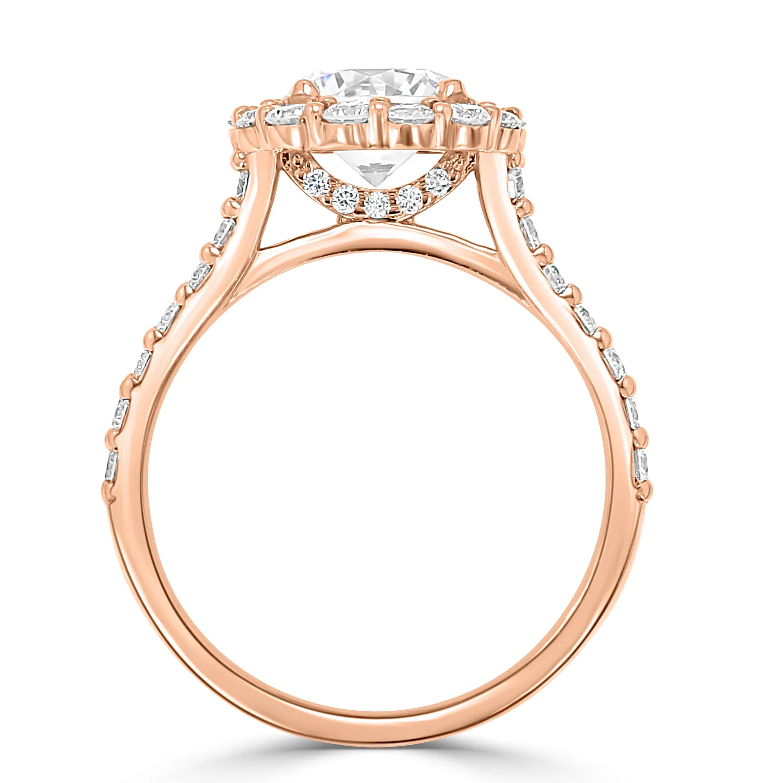 Rose Gold Elegant and Graceful French Pave Set Halo Engagement Ring jewelry store near me