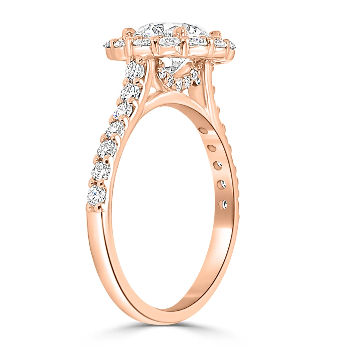 Rose Gold Elegant and Graceful French Pave Set Halo Engagement Ring jewelry Wabash avenue