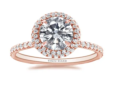 Rose Gold Double Pave Halo Diamond Engagement Ring