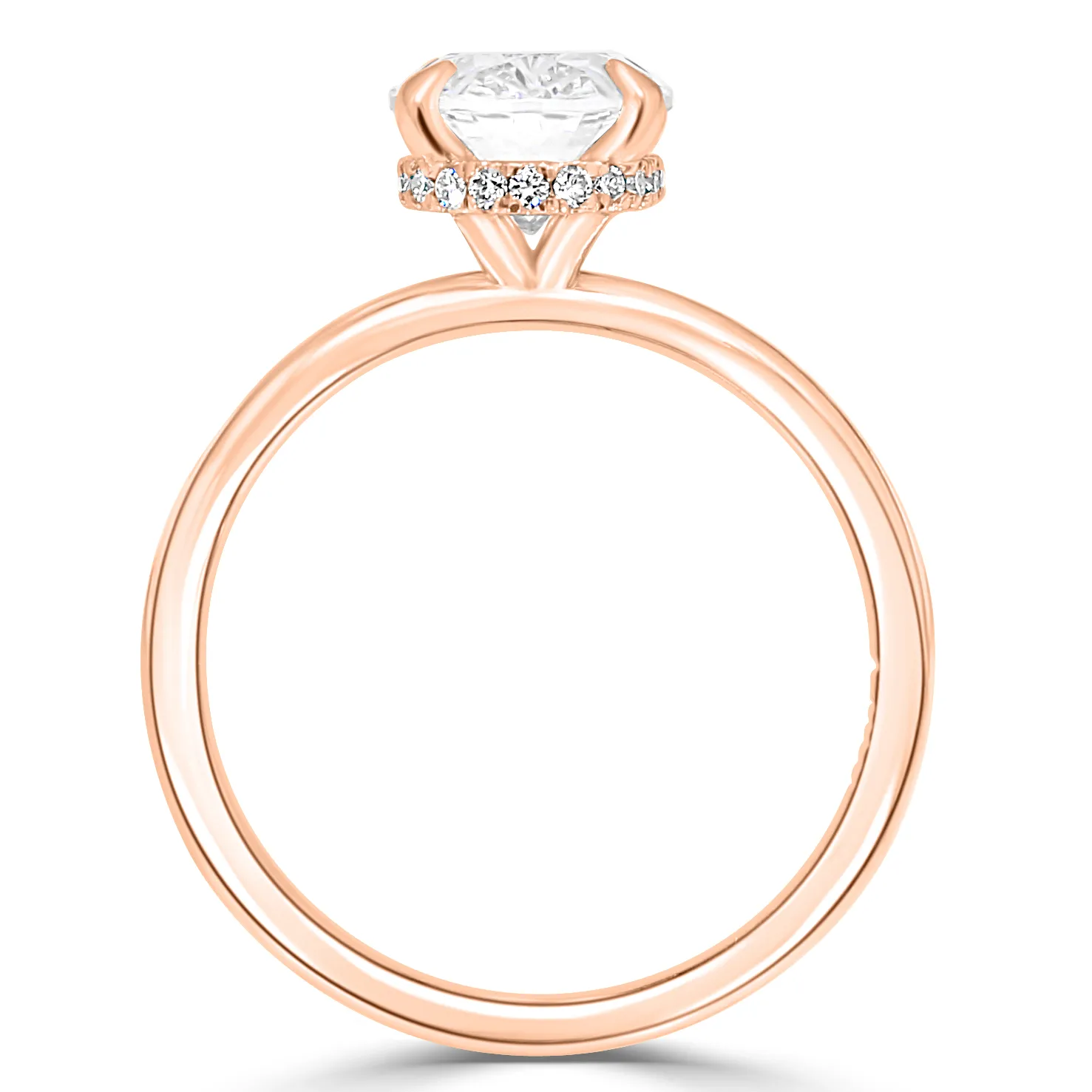 Rose Gold Pave Set Diamond Hidden Halo Diamond Engagement Ring jewelry store near me