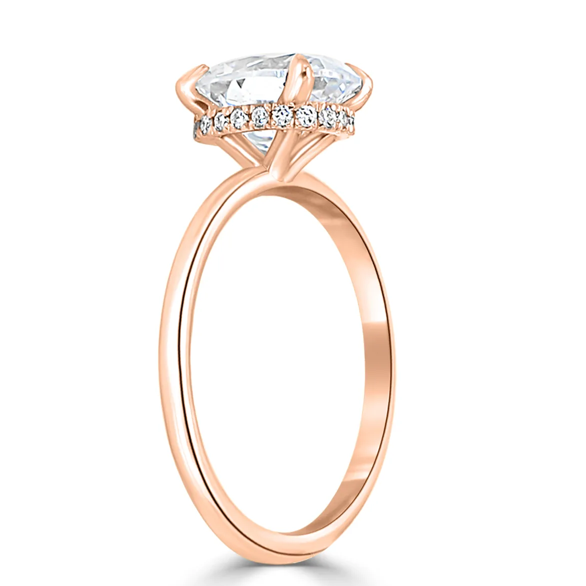 Rose Gold Pave Set Diamond Hidden Halo Diamond Engagement Ring jewelry Wabash avenue