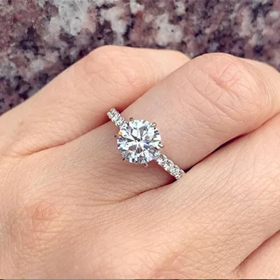 White GoldFloral Inspired Pave Side Stone Engagement Ring jewelry windy city