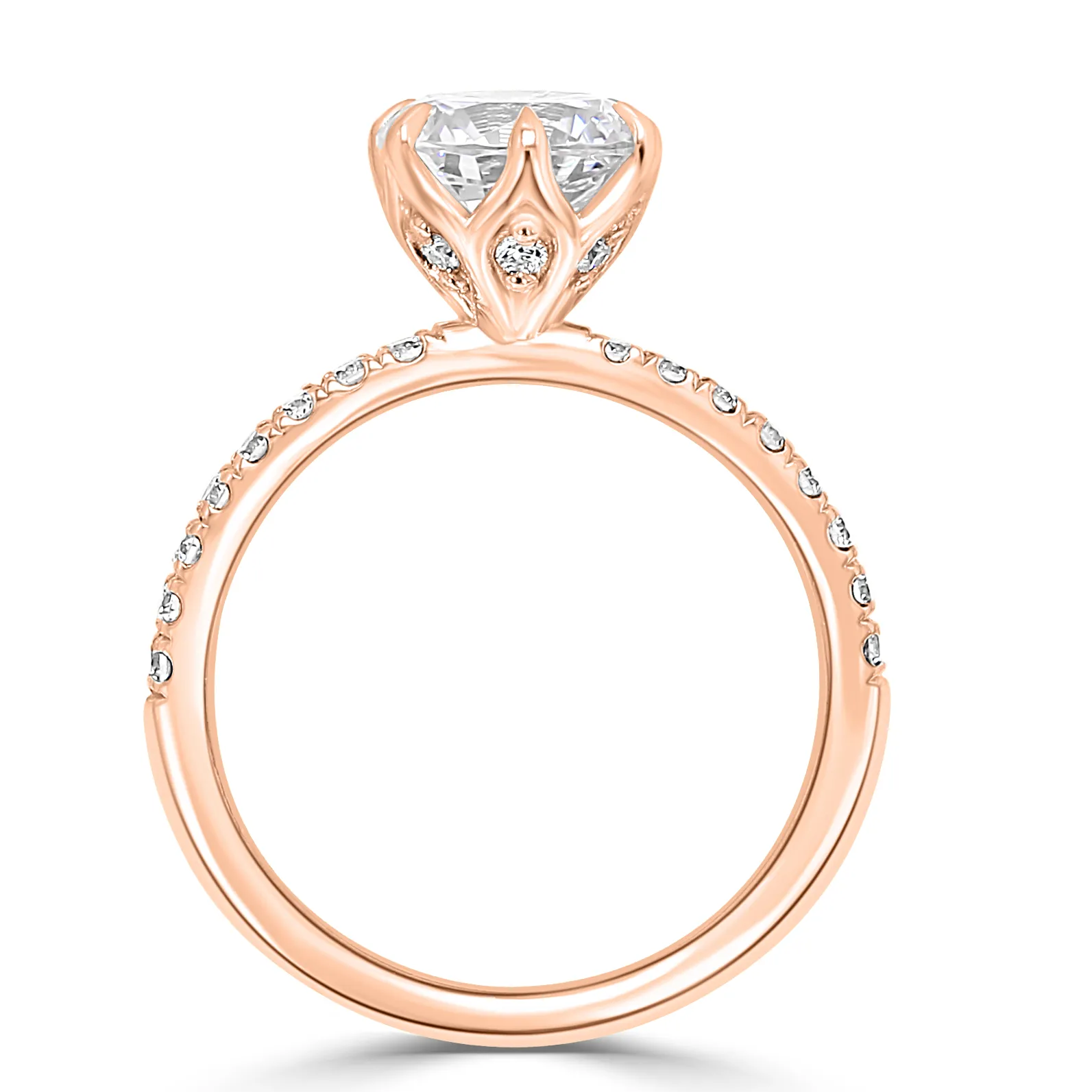 Rose Gold Floral Inspired Pave Side Stone Engagement Ring jewelry store near me