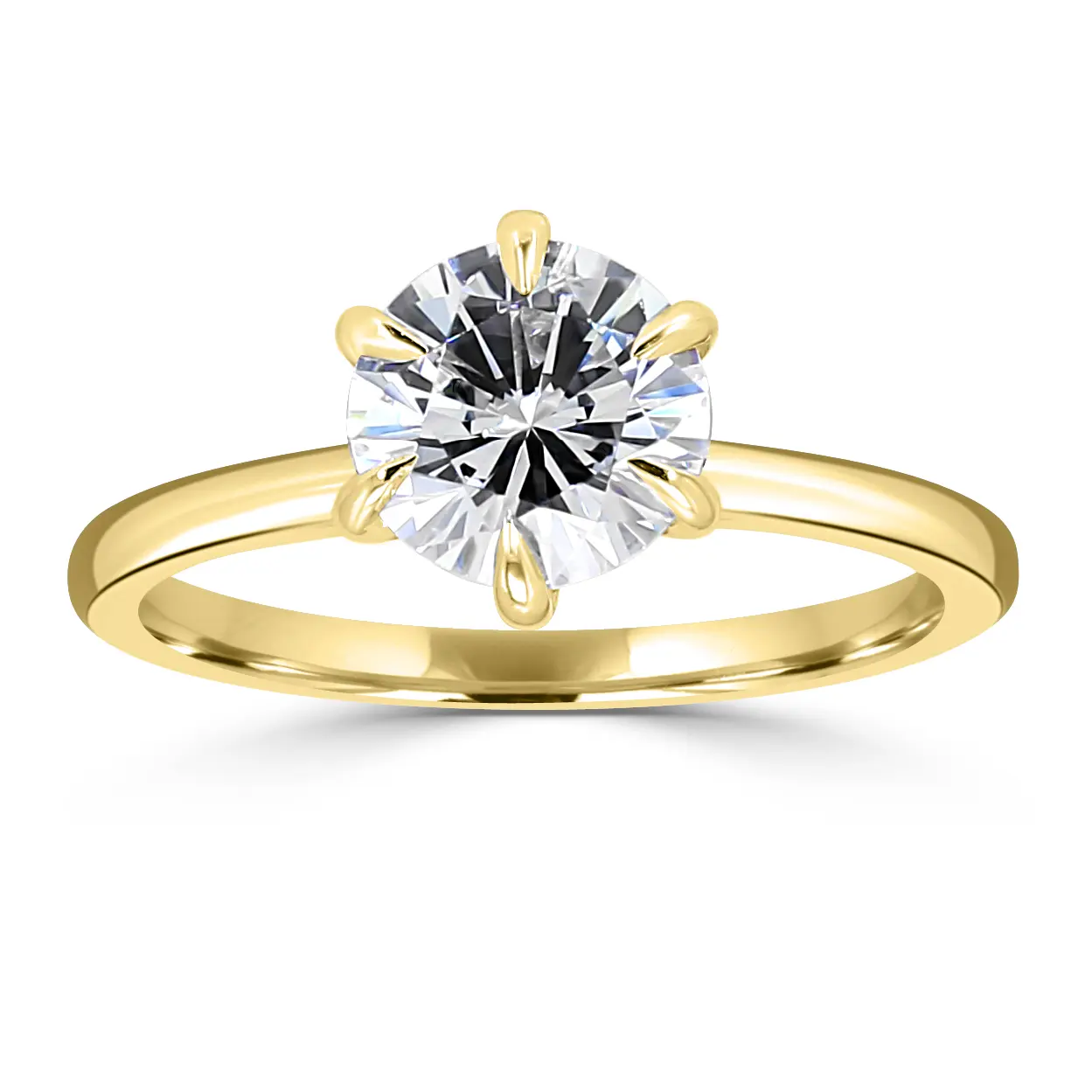 Yellow Gold Modern Six Prong Solitaire Engagement Ring