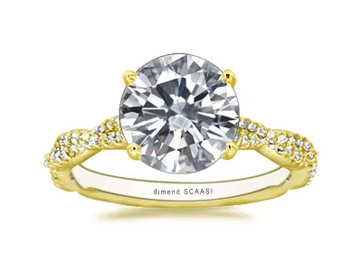 Yellow Gold Elegant Pave Twist Engagement Ring