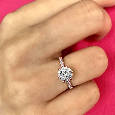 Rose Gold Round cut Engagement Ring jewelry online