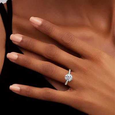 White Gold Round cut Engagement Ring from best jeweler