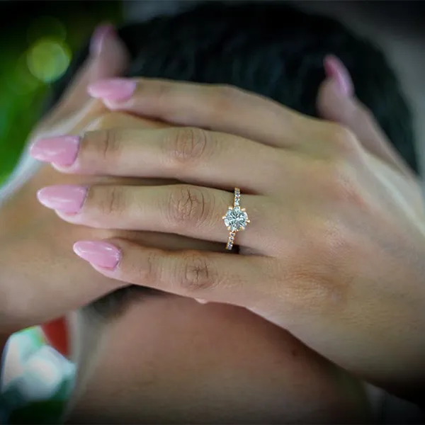 Yellow Gold Round cut Engagement Ring jewelry windy city