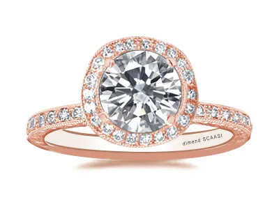 Rose Gold Truly Spectacular Vintage Aesthetic Halo Engagement Ring