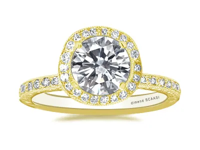 Yellow Gold Truly Spectacular Vintage Aesthetic Halo Engagement Ring