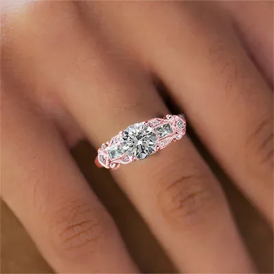 Rose Gold Sparkling Side Stone Art Deco Engagement Ring jewelry Wabash avenue