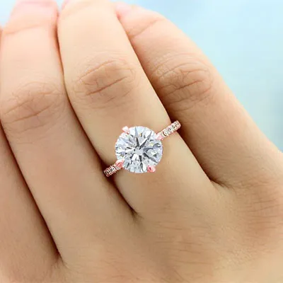 Rose Gold Unique Pave Set Side Stone Engagement Ring jewelry windy city